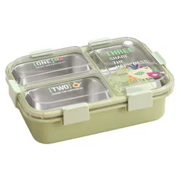 Attro Stainless SteelLunch Box with 3 Compartment & Inner Container - Light Green-picture-27