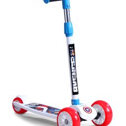 Babyhug Marvel Avengers Captain America Kids 3 Wheel Scooter with Smart Led Wheels- White| Compact Fold| Lean-to-Steer| Toy for 3 to 14 years Boys & Girls| Activity Gifting Option| 50kg Capacity-picture-14