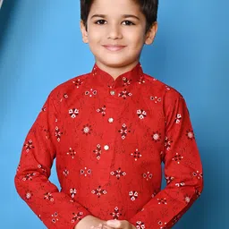 NFC CREATION Boys Floral Printed Regular Kurta with Pyjamas image 2