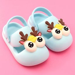 Oh! Pair Clogs with Back Strap Closure & Reindeer Applique - Blue image 2