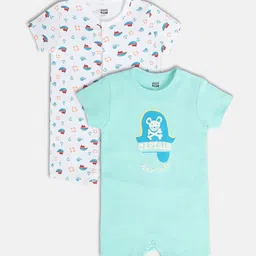 MINI KLUB Boys Pack Of 2 Printed Cotton Rompers-image-33