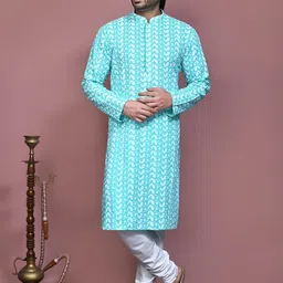 RANAK Men Geometric Embroidered Thread Work Kurta-picture-29