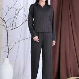 NEUDIS Self Design Shirt Collar Long Sleeves Top & Trouser-picture-25