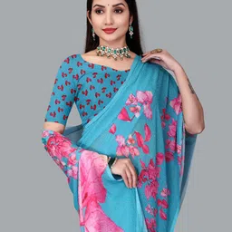 P D Silk Mills Floral Pure Georgette Saree-picture-48