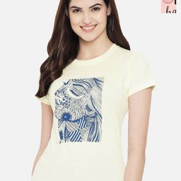 Dreambe Women Pack Of 2 Graphic Printed Round Neck Cotton T-shirts-picture-20