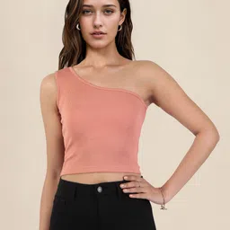 DressBerry Ribbed One Shoulder Fitted Crop Top-image-34