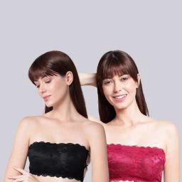 AROUSY Black & Red Lace Work Tube Bras - Pack Of 2-picture-13