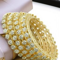 BeautyTrends Set Of 4 Gold-Plated AD Studded Bangles-4