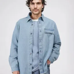 Rare Rabbit Blue Oversized Solid Shirt-picture-41