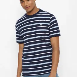 American Eagle Navy Blue Cotton Regular Fit Striped T-Shirt-picture-37