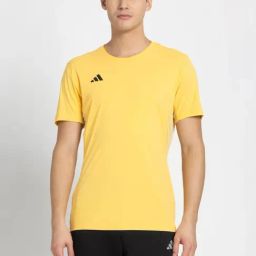 Adidas Yellow Slim Fit Sports T-Shirt-image-14