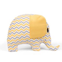 STITCHNEST Yellow Velvet Elephant Shaped Cushion-image-78