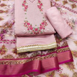 LeeliPeeri Designer Embroidered Art Silk Unstitched Dress Material-image-61