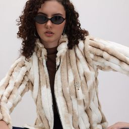 The Roadster Life Co. Self-Striped Tie & Dye Effect Faux Fur Detail Wool Tailored Jacket-picture-14