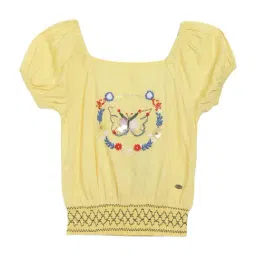 Elle Kids Yellow Embroidered Top-4
