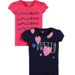 Plum Tree Kids Pink & Navy Embellished Tops-image-77