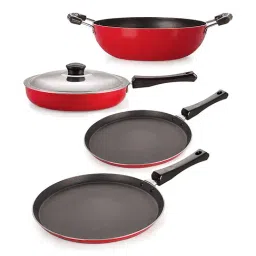 Nirlon Non-Stick Red Aluminium Cookware Essential Combo Set-13