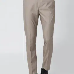 Peter England Brown Cotton Slim Fit Flat front trousers-picture-25