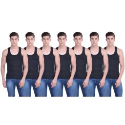 Dollar Bigboss Black Cotton Regular Fit Vests (Pack of 7)-image-29
