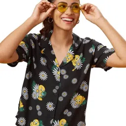 The Souled Store Black Floral Print Shirt-image-80