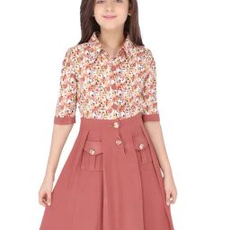 Cutecumber Kids Rust Floral Print Dress-image-96