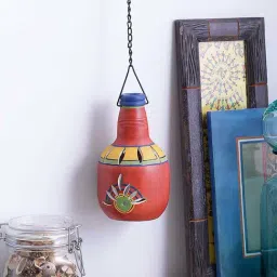 VarEesha Earthen Sparkle Red Terracotta Hanging Lantern Lamp Tea Light-image-65