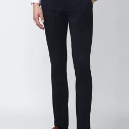 Van Heusen Navy Slim Fit Checks Trousers-picture-22