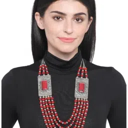 Imli Street Maroon & Silver Necklace-picture-12