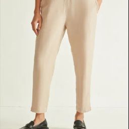 ANCESTRY Beige Cotton Regular Fit Mid Rise Trousers-image-60