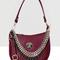 Esbeda Maroon Textured Small Shoulder Handbag-image-54