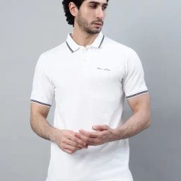 Cantabil White Poly Cotton Regular fit Polo T-Shirt-image-62