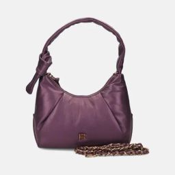 BAGATT Plum Lyra Leather Hobo Bag-image-59