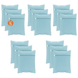 Kuber Industries Blue 15 Pieces Reusable Rectangular Durable Laundry Bags With Zipper-34