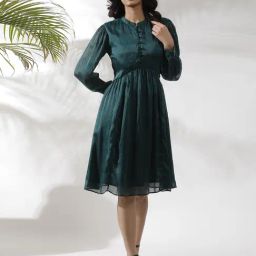 W Green Striped A-Line Dress-picture-40