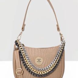 Esbeda Beige Textured Small Shoulder Handbag-image-18