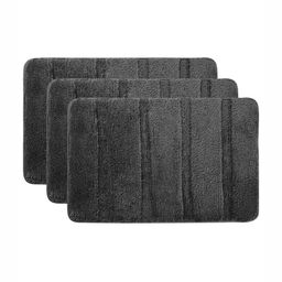 Aura 3-Pcs Grey Microfibre Anti-Skid Bath Rugs-29