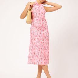 DressBerry Fairy Tale Flair Floral Print Halter A-Line Midi Dress-image-5