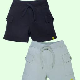 Kiddopanti Multi Boys Cotton Knee Length Basic Knit Cargo Shorts (Pack of 2)-image-87