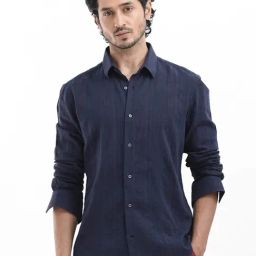 Rare Rabbit Navy Regular Fit Stripes Shirt-image-52