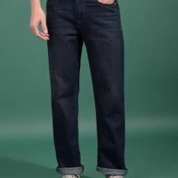 Crimsoune Club Blue Blended Loose Fit Solid Jeans-image-72