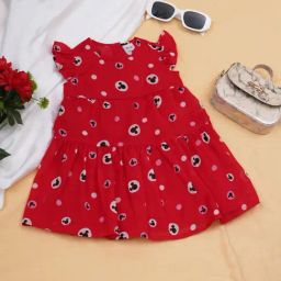 Creative Kid'S Girls Red Regular Fit Printed Dress-image-88