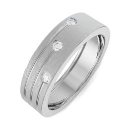 EMORI White Gold Tri Diamond Band for Men-image-31