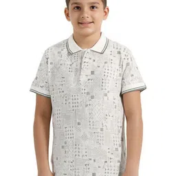 CHILINS Boys Geometric Printed Polo Collar Cotton T-shirt-picture-23