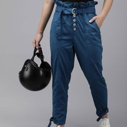 The Roadster Life Co. Women Mid-Rise Flat Front Trouser With Belt-image-61
