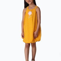Creative Kid'S Girls Yellow Regular Fit Printed Dress-image-76