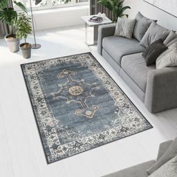 MAA HOME CONCEPT Blue Ethnic Motifs Anti-Skid Woollen Carpet-image-79