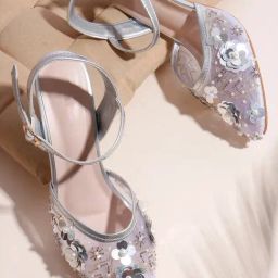 TRYME Women's Silver Ankle Strap Sandals-image-11