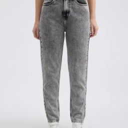 Pepe Jeans Grey Worn Mom Fit High Rise Jeans-image-47
