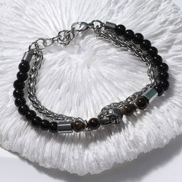 French Accent Men Silver-Plated Charm Bracelet-image-88