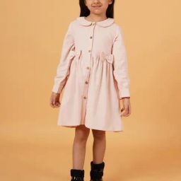 Creative Kid's Girls Pink Cotton Casual Dress-image-11